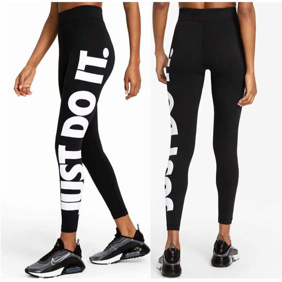 Nike Pants - Nike Sportswear Essential High-Waisted Graphic Just Do It Leggings Size Small